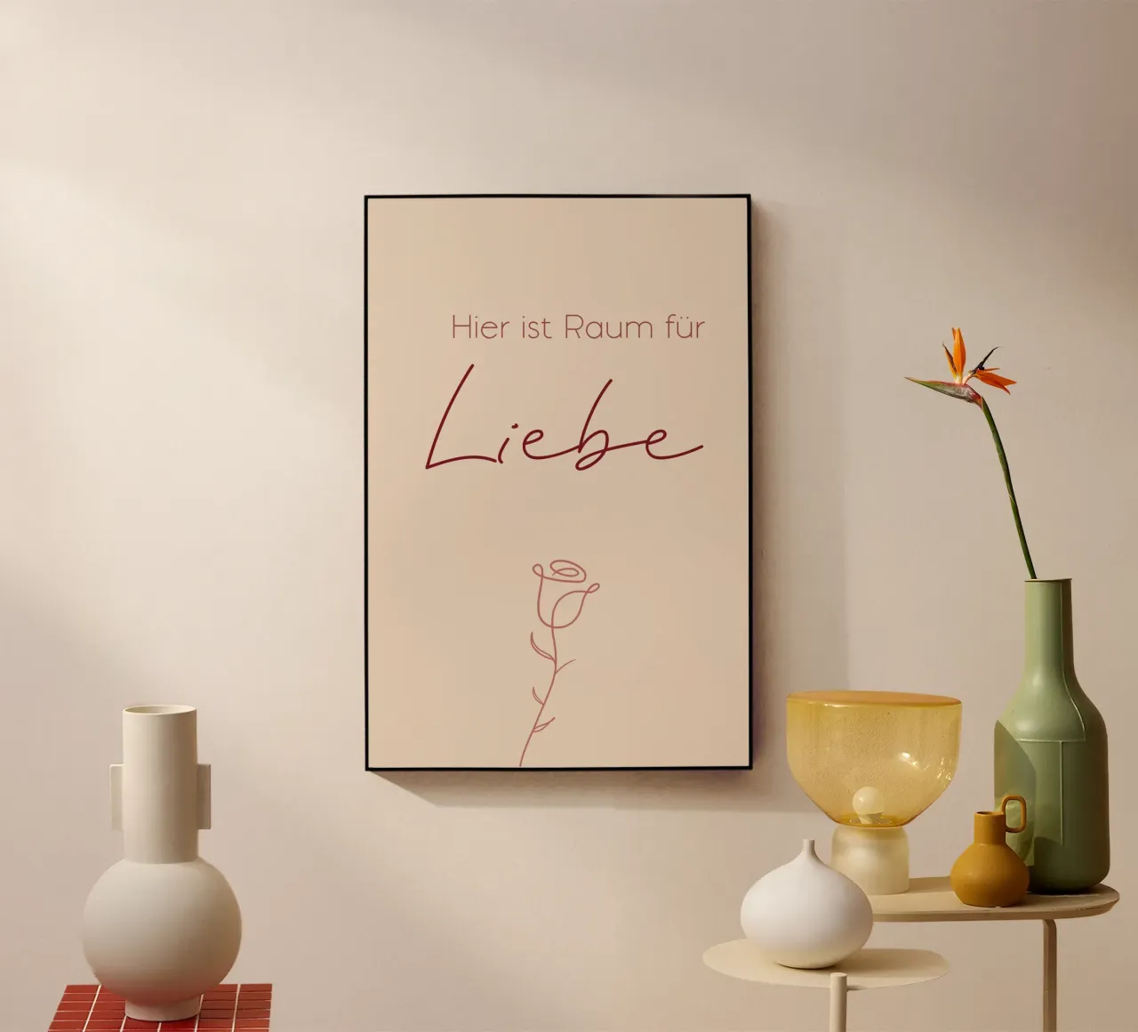 Qui c'è spazio per l'amore - Minimal Boho Line Art plexiglass da Spruch drauf!