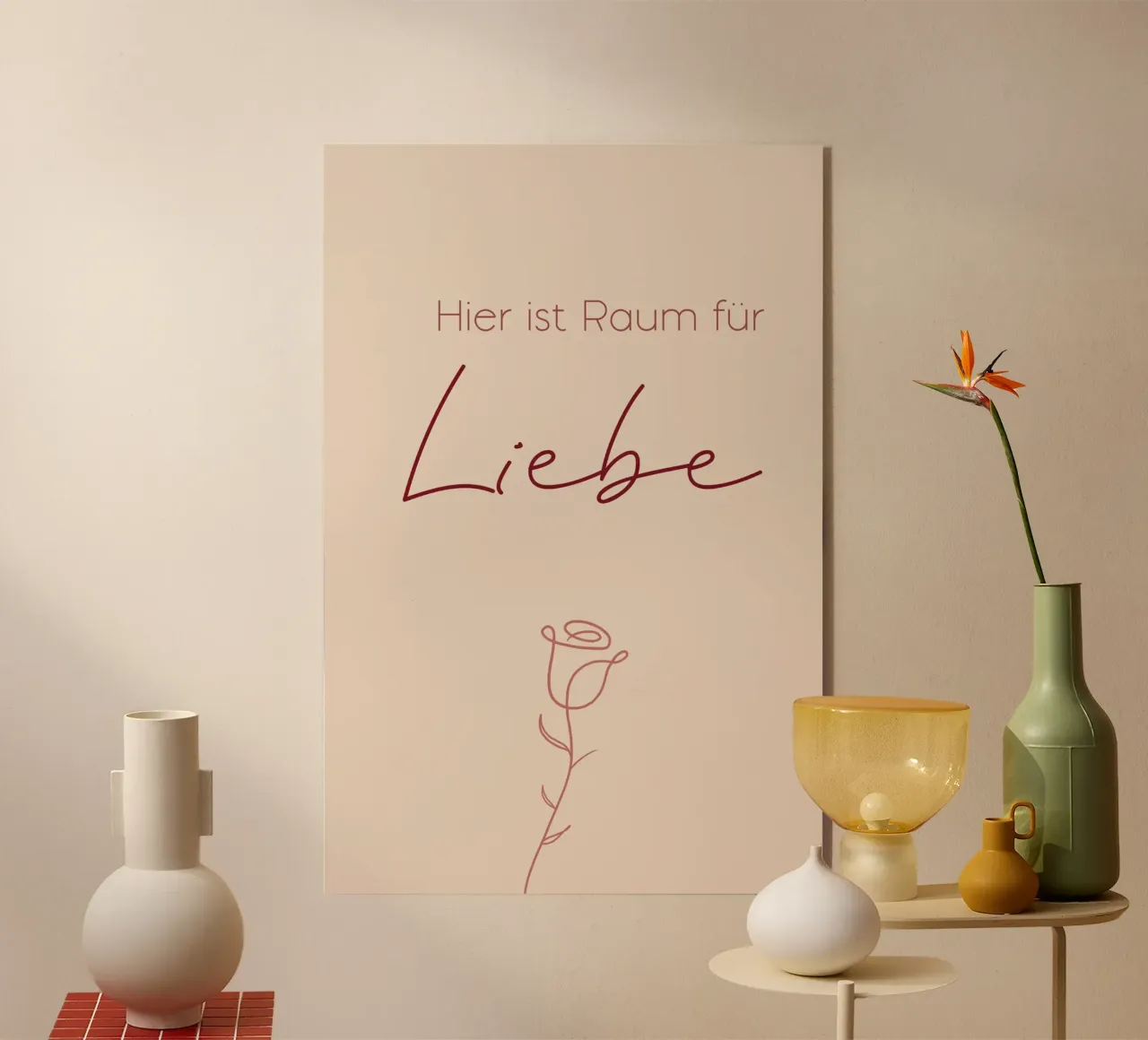 Qui c'è spazio per l'amore - Minimal Boho Line Art plexiglass da Spruch drauf!