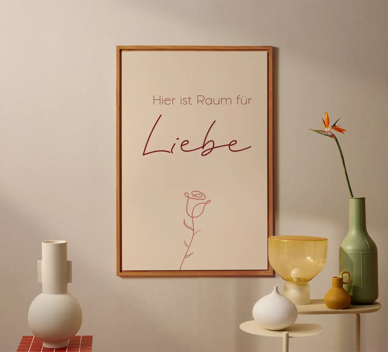 Qui c'è spazio per l'amore - Minimal Boho Line Art alluminio dibond da Spruch drauf!