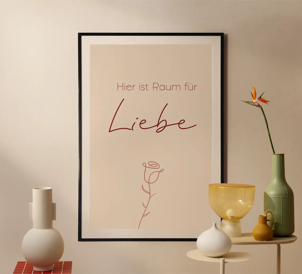 Qui c'è spazio per l'amore - Minimal Boho Line Art carta hahnemühle da Spruch drauf!