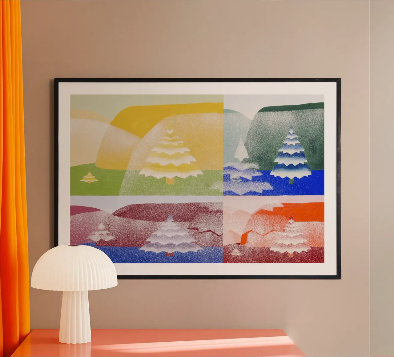 Trees colorful carta hahnemühle da artshop