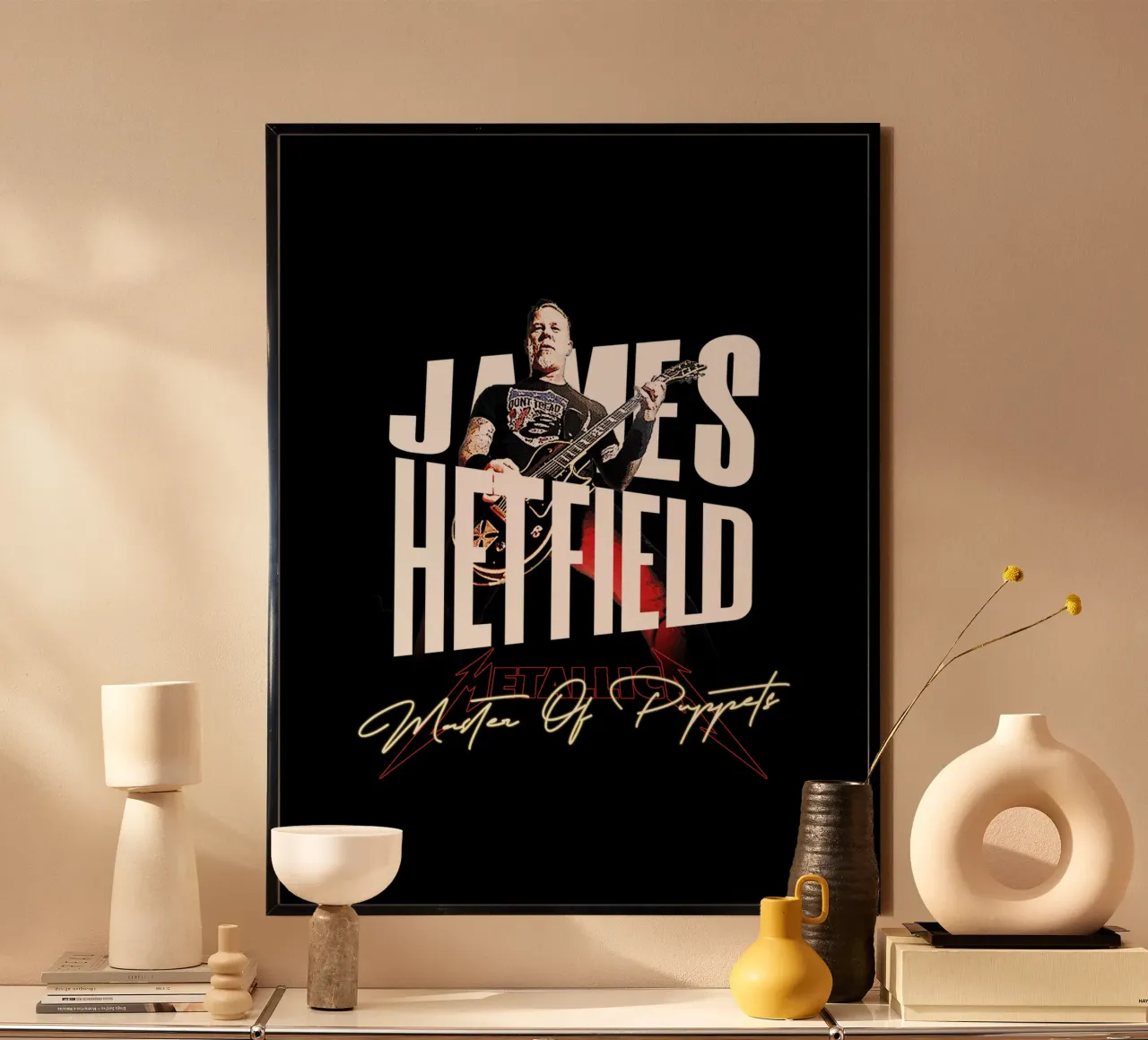 Master Of Puppets (James Hetfield) poster con telaio in alluminio da Gunawan Rb