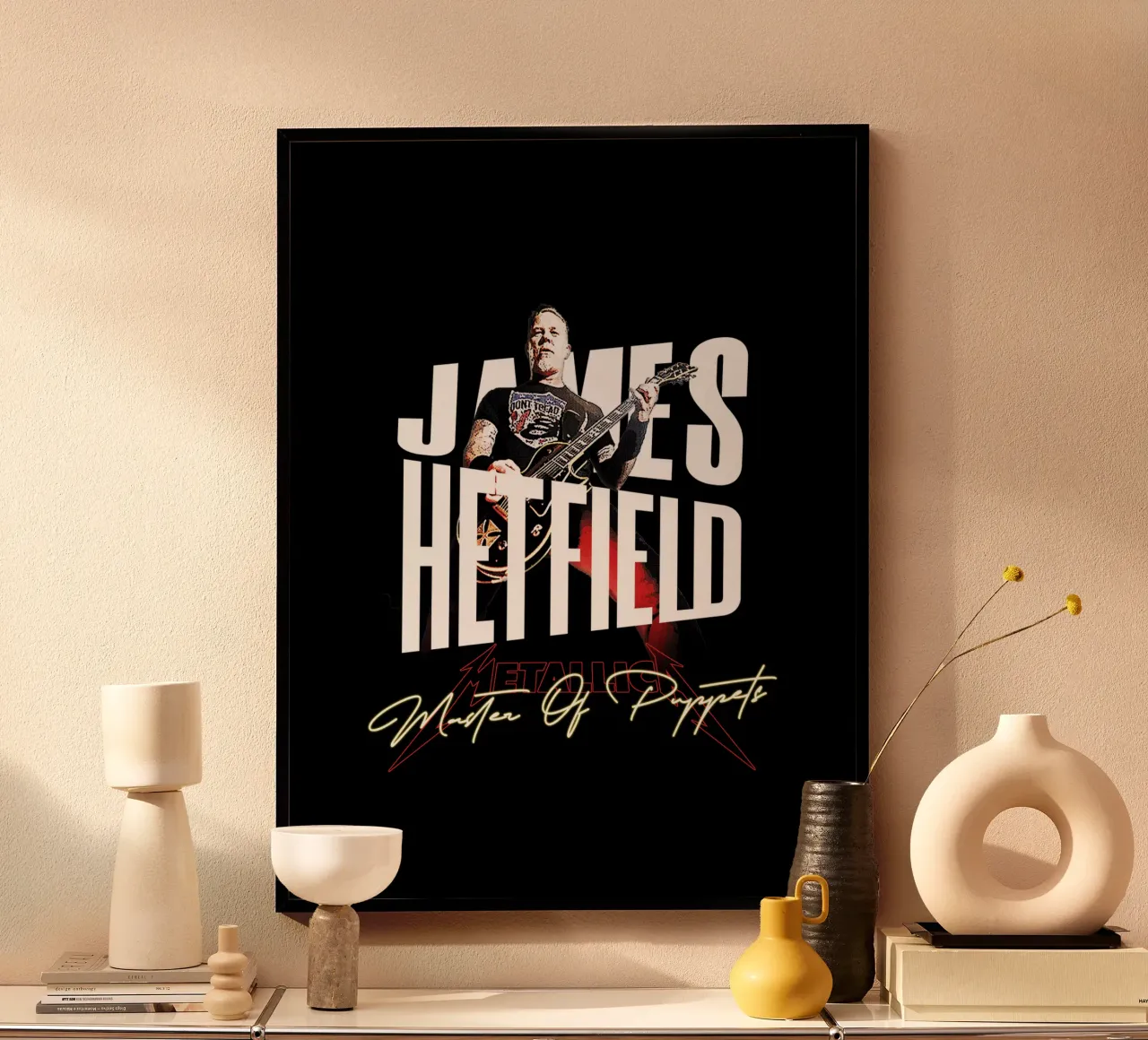 Master Of Puppets (James Hetfield) poster con telaio in alluminio da Gunawan Rb