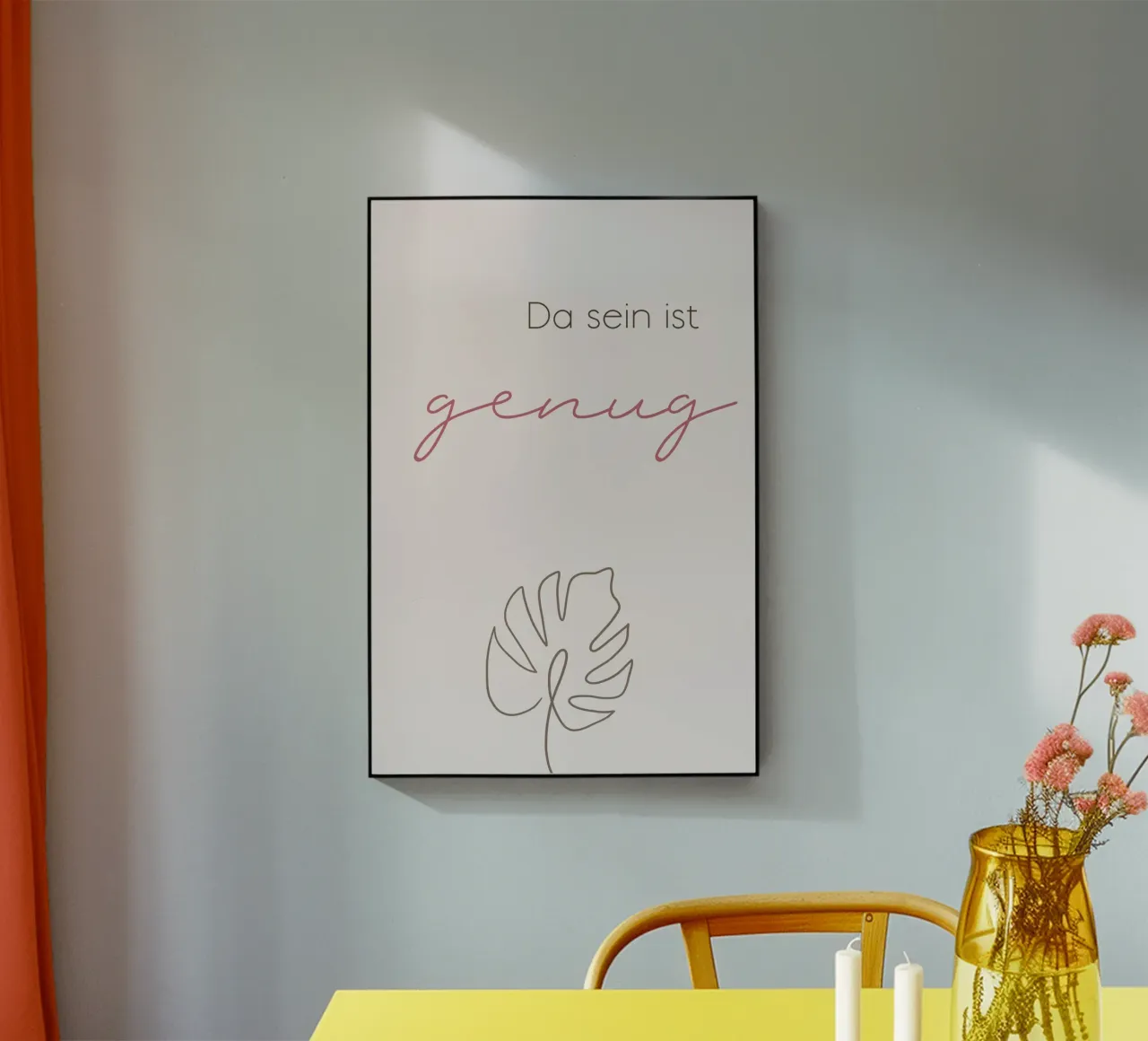 Da sein ist genug - Minimal Boho Line Art plexiglass da Spruch drauf!