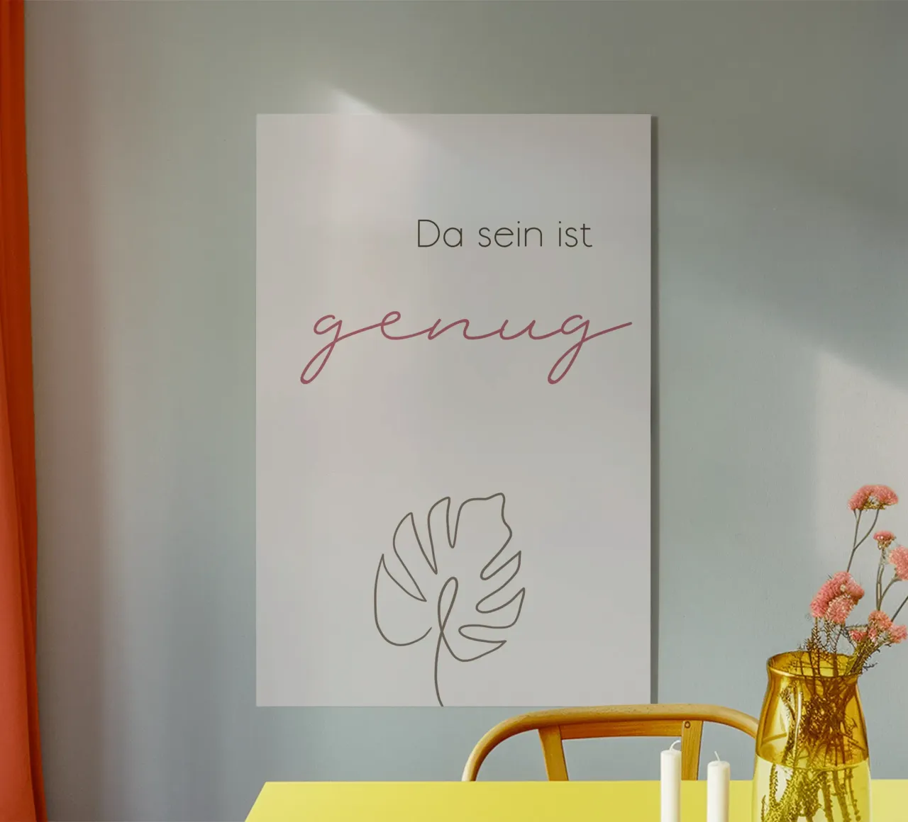 Da sein ist genug - Minimal Boho Line Art plexiglass da Spruch drauf!