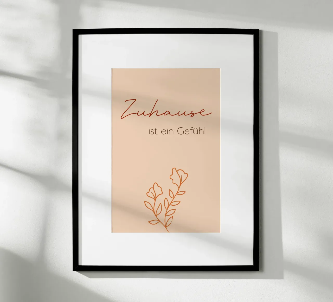 La casa è un sentimento - Line Art minimal boho carta hahnemühle da Spruch drauf!