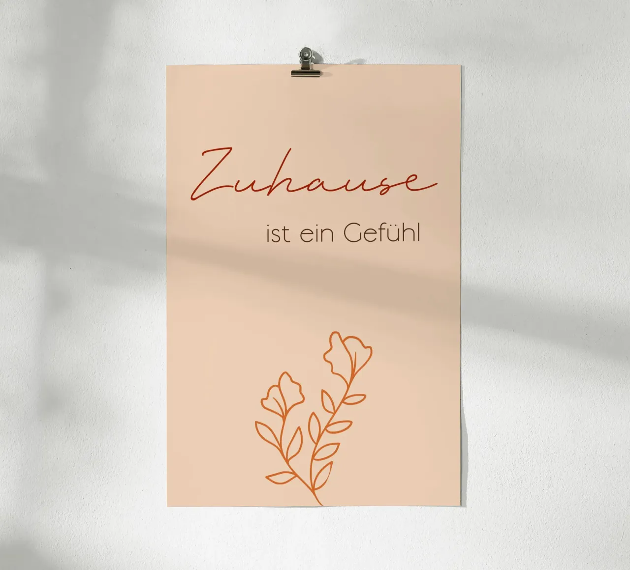 La casa è un sentimento - Line Art minimal boho carta hahnemühle da Spruch drauf!