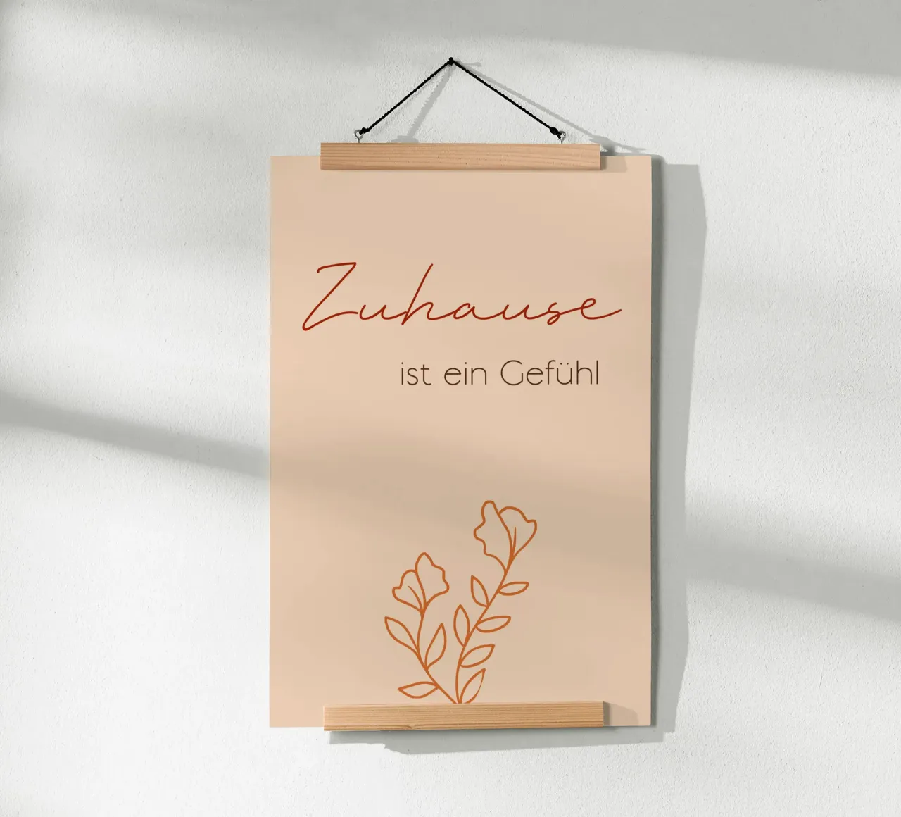 La casa è un sentimento - Line Art minimal boho carta hahnemühle da Spruch drauf!