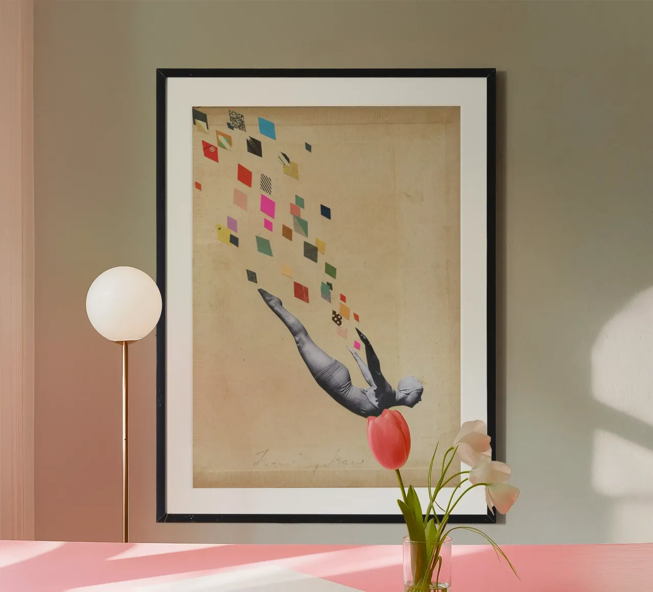 Cigno poster con telaio in legno da Cassia Beck Collage