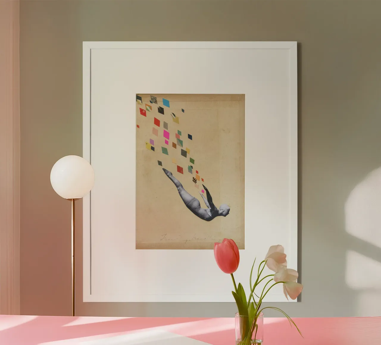 Cigno poster con telaio in legno da Cassia Beck Collage