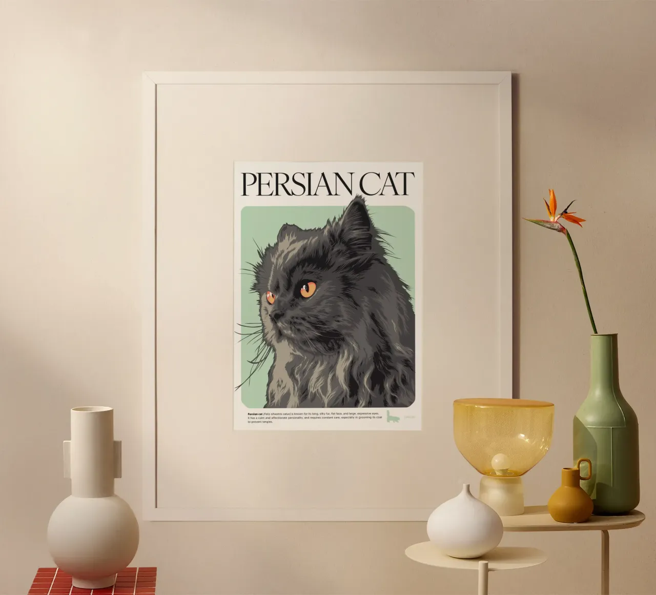 GATTO PERSIANO poster con telaio in plastica da Cranio Dsgn