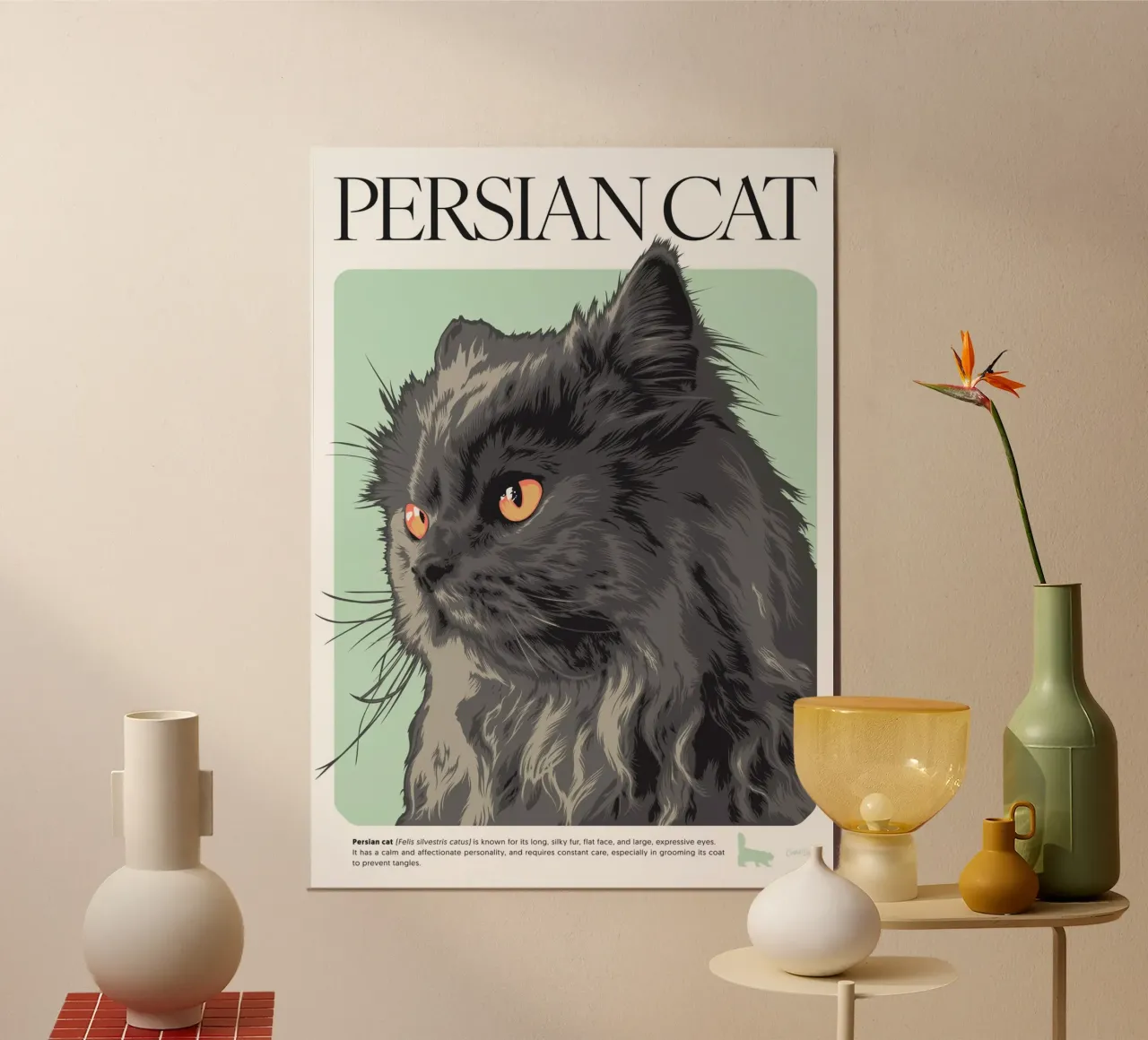 GATTO PERSIANO poster con telaio in plastica da Cranio Dsgn