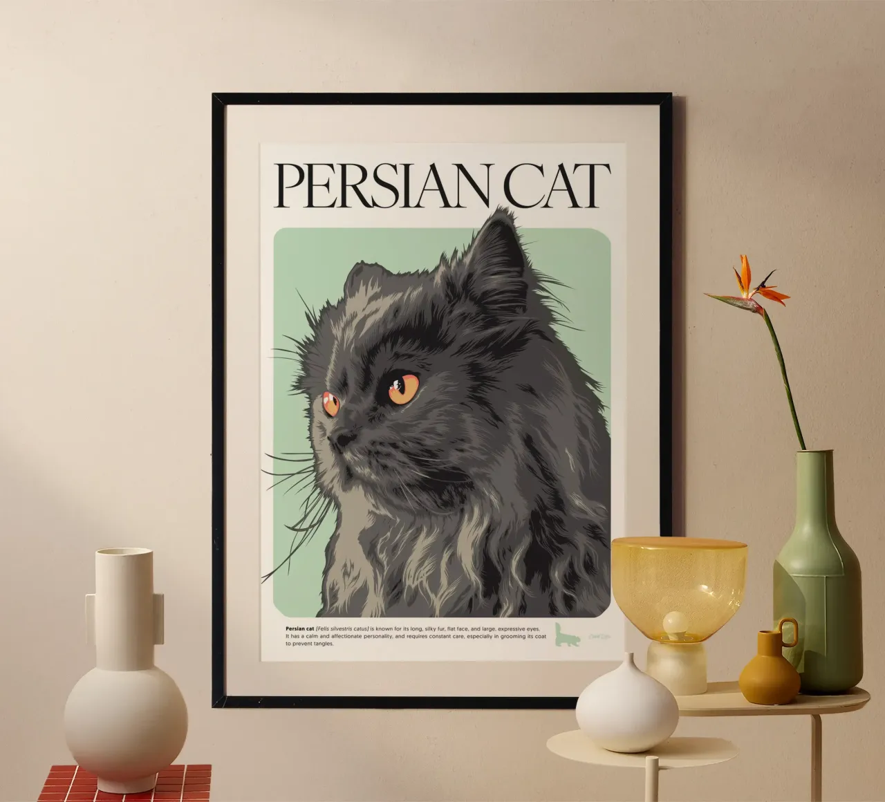 GATTO PERSIANO poster con telaio in plastica da Cranio Dsgn