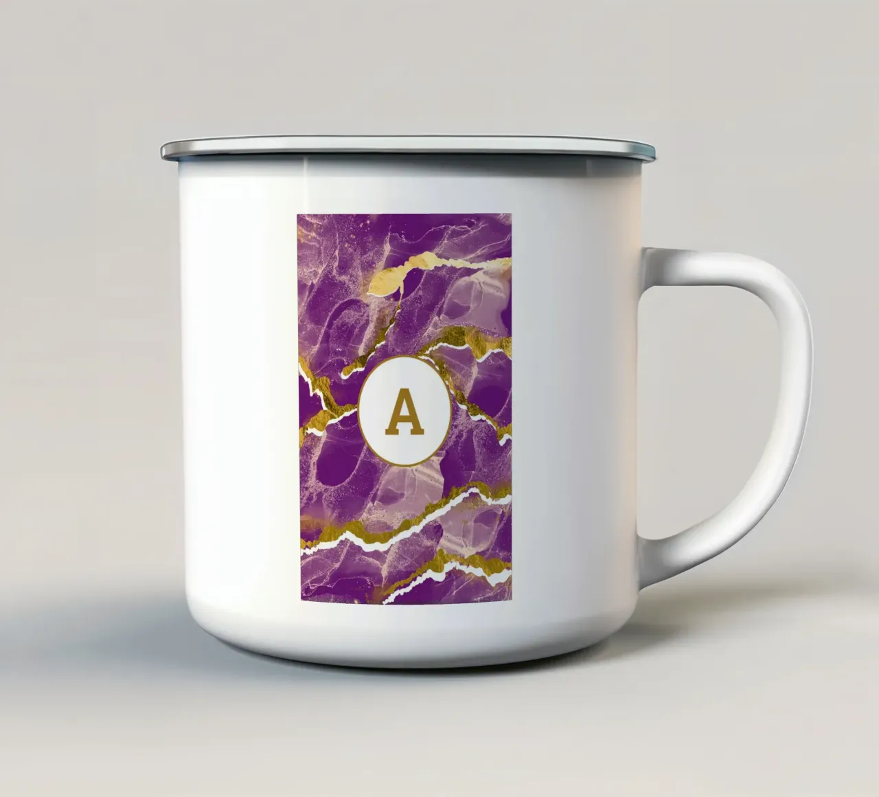 Monogramma personalizzato - Marmo viola cosmico e oro tazza in smalto da Monogram Muse