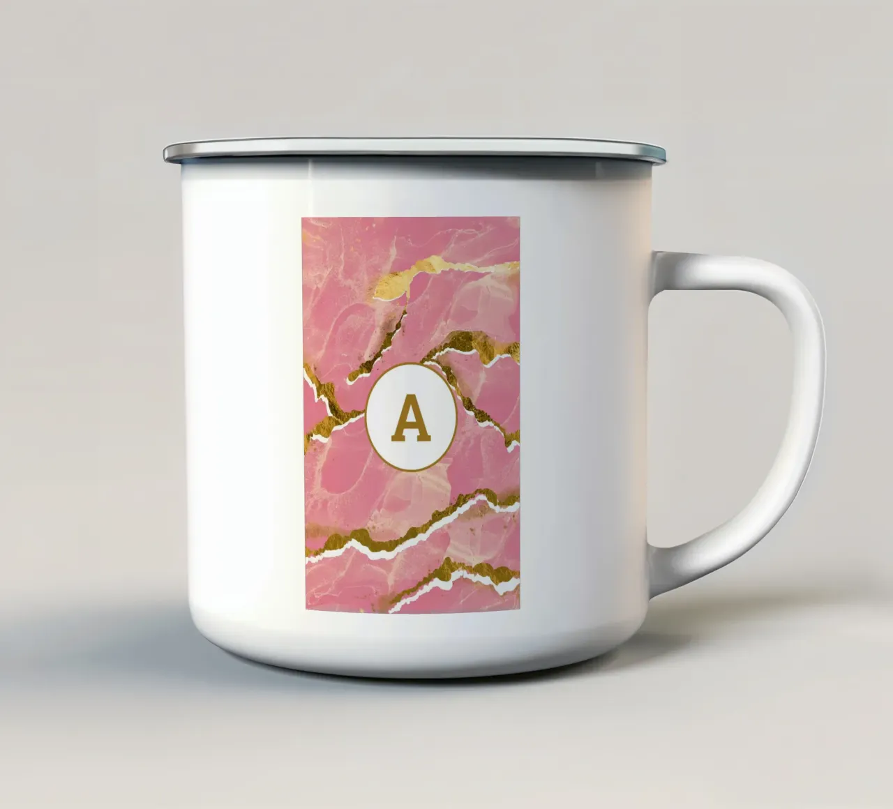 Monogramma personalizzato - Marmo orchidea rosa e oro tazza in smalto da Monogram Muse