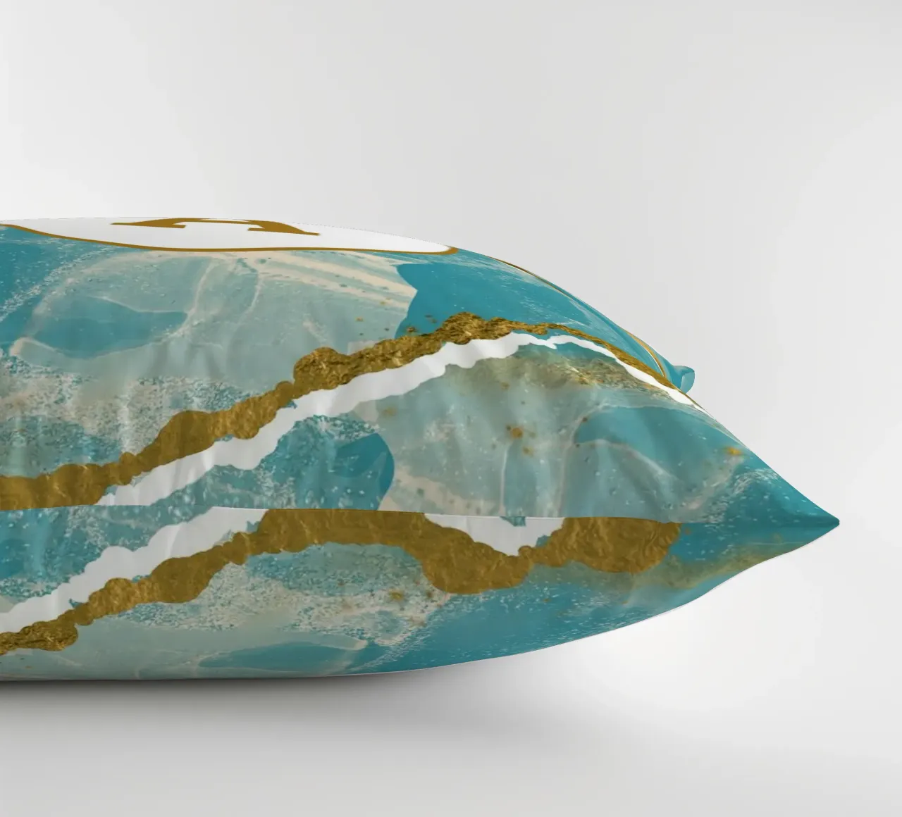 Monogramma personalizzato - Topico in marmo verde acqua e oro cuscino da Monogram Muse