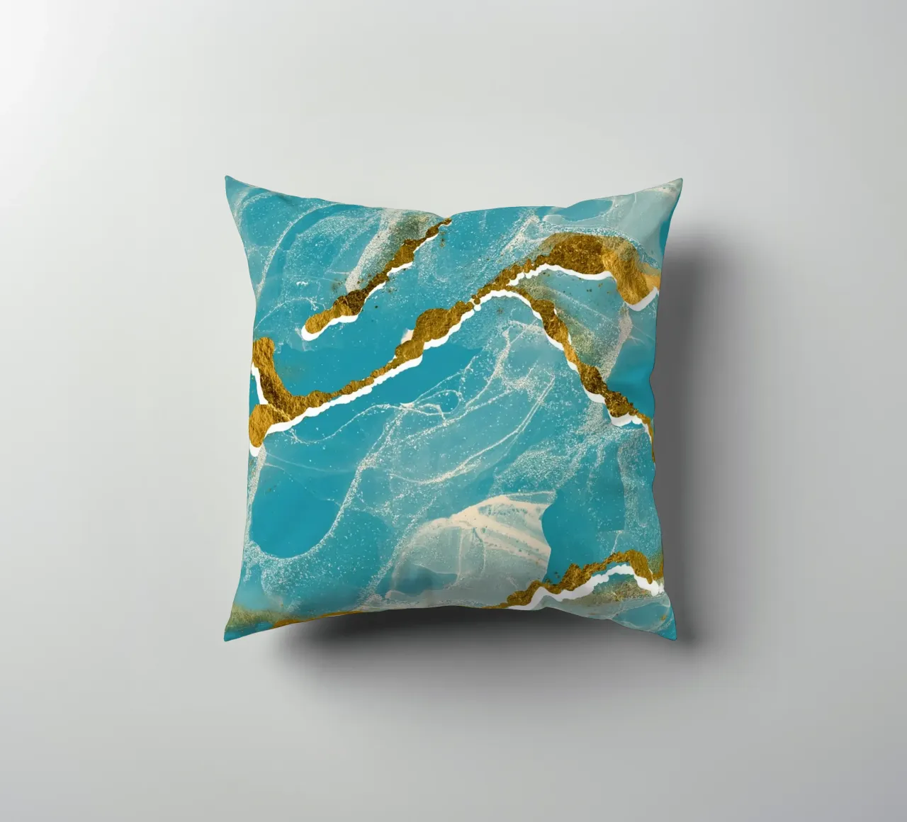 Monogramma personalizzato - Topico in marmo verde acqua e oro cuscino da Monogram Muse