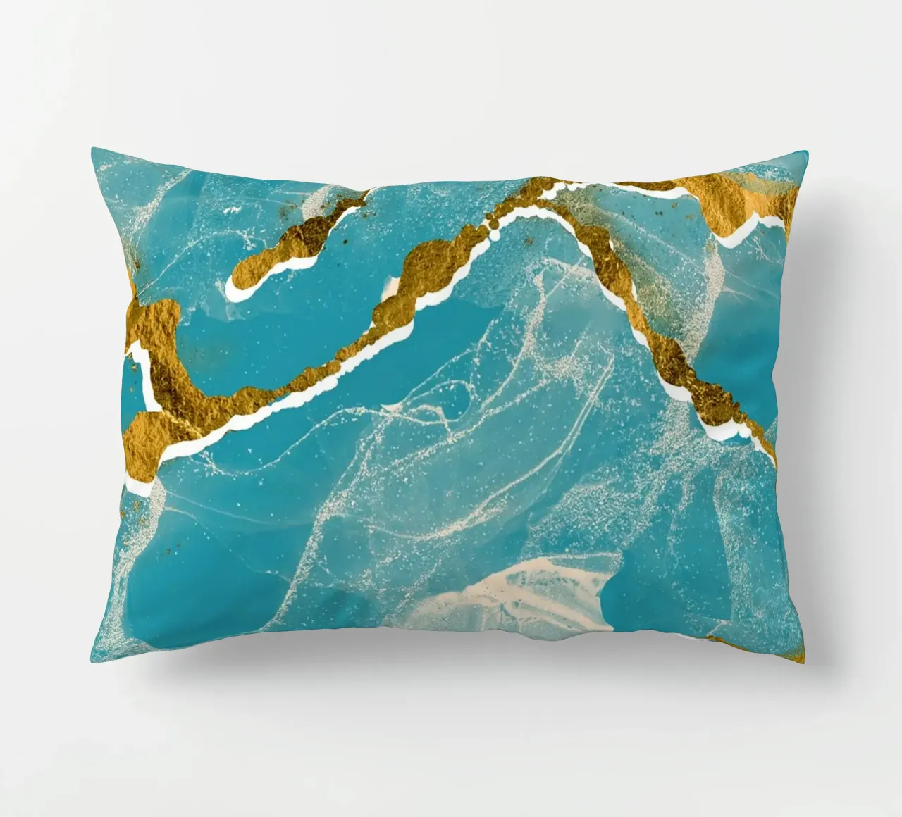 Monogramma personalizzato - Topico in marmo verde acqua e oro cuscino da Monogram Muse