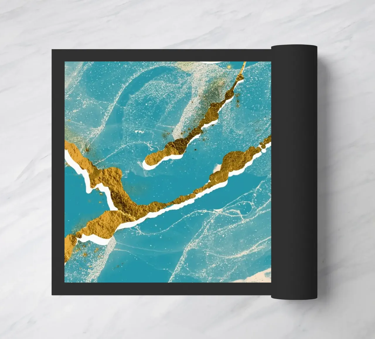 Monogramma personalizzato - Topico in marmo verde acqua e oro zerbino da Monogram Muse