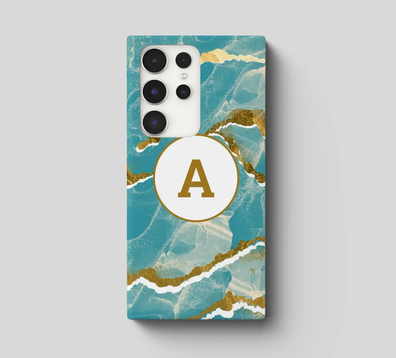 Monogramma personalizzato - Topico in marmo verde acqua e oro cover samsung da Monogram Muse