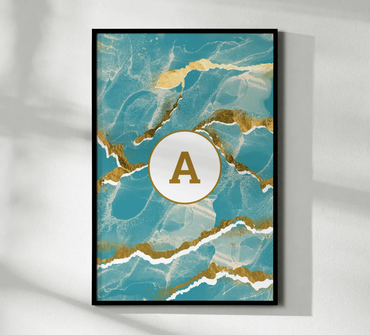 Monogramma personalizzato - Topico in marmo verde acqua e oro carta hahnemühle da Monogram Muse