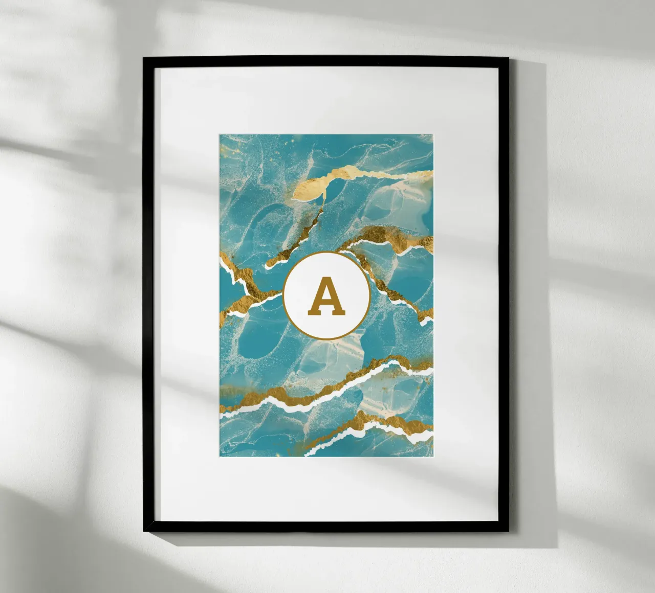 Monogramma personalizzato - Topico in marmo verde acqua e oro carta hahnemühle da Monogram Muse