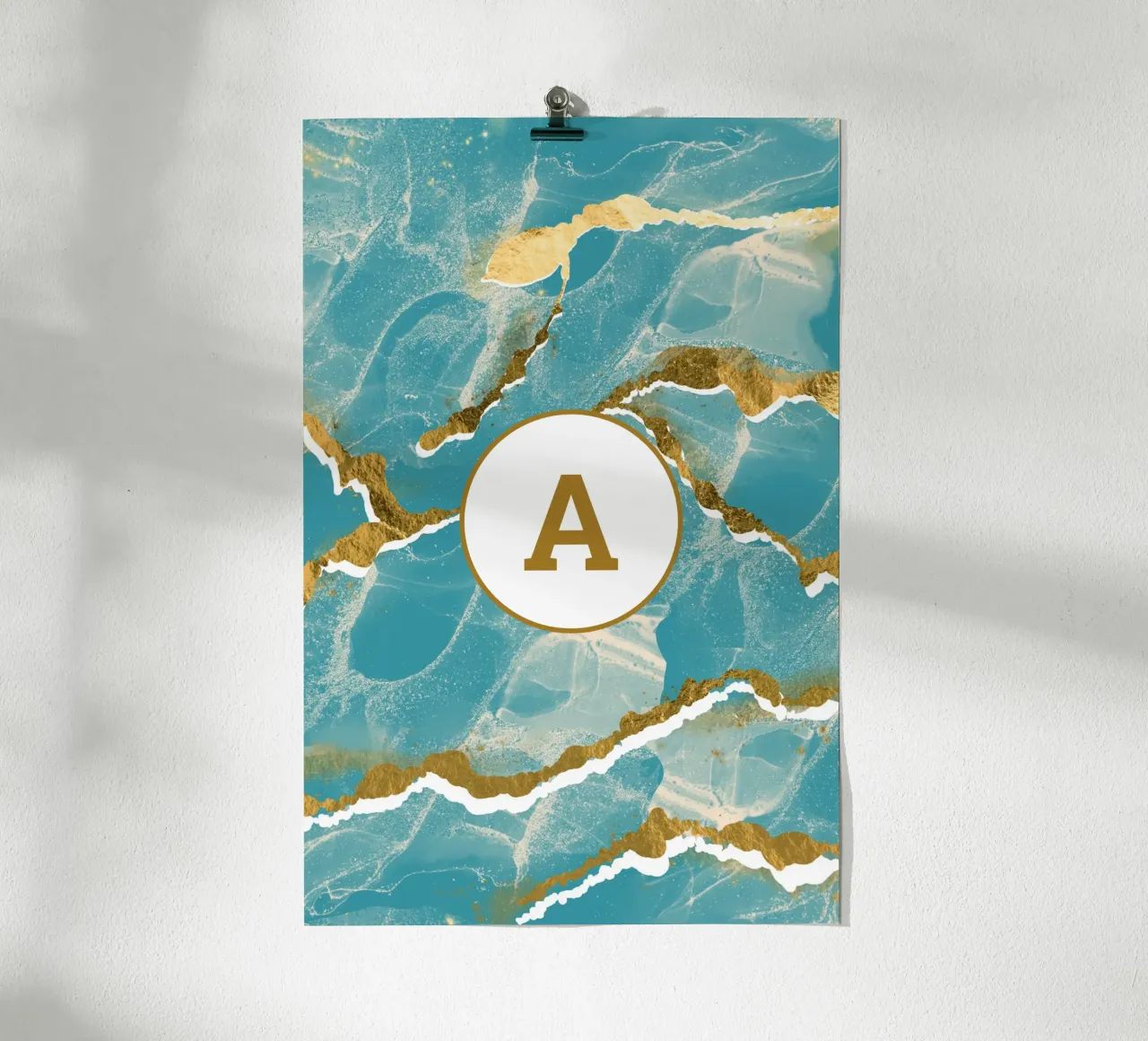 Monogramma personalizzato - Topico in marmo verde acqua e oro carta hahnemühle da Monogram Muse