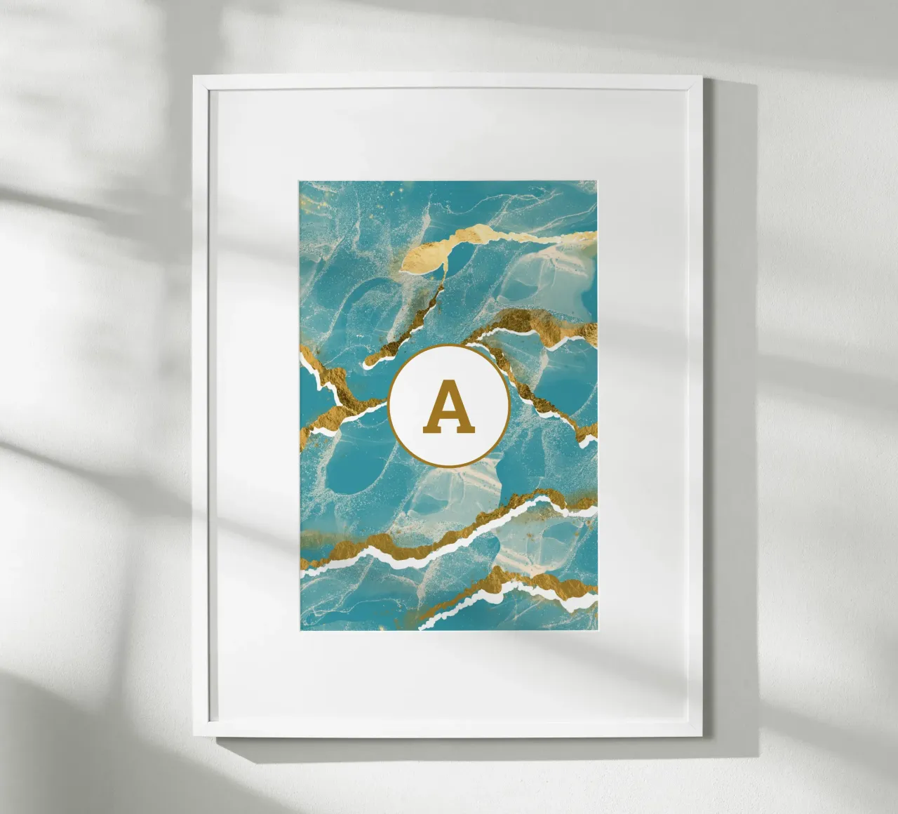 Monogramma personalizzato - Topico in marmo verde acqua e oro carta hahnemühle da Monogram Muse