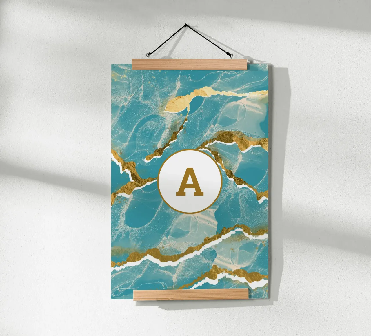 Monogramma personalizzato - Topico in marmo verde acqua e oro carta hahnemühle da Monogram Muse