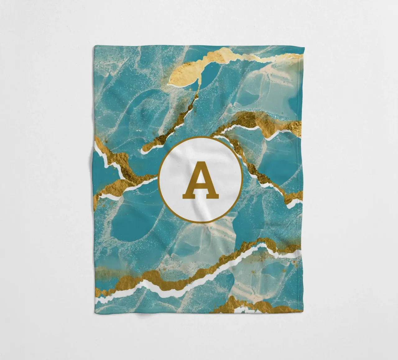 Monogramma personalizzato - Topico in marmo verde acqua e oro coperta in pile da Monogram Muse