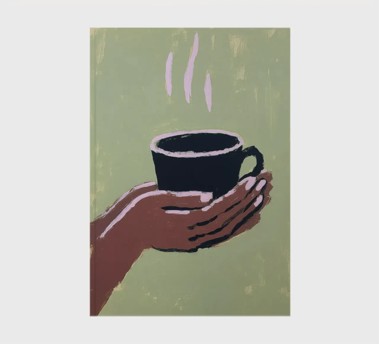 Mano con tazza di caffè su verde diario da Calm Shapes