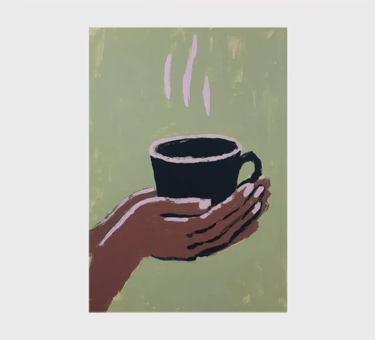 Mano con tazza di caffè su verde diario da Calm Shapes