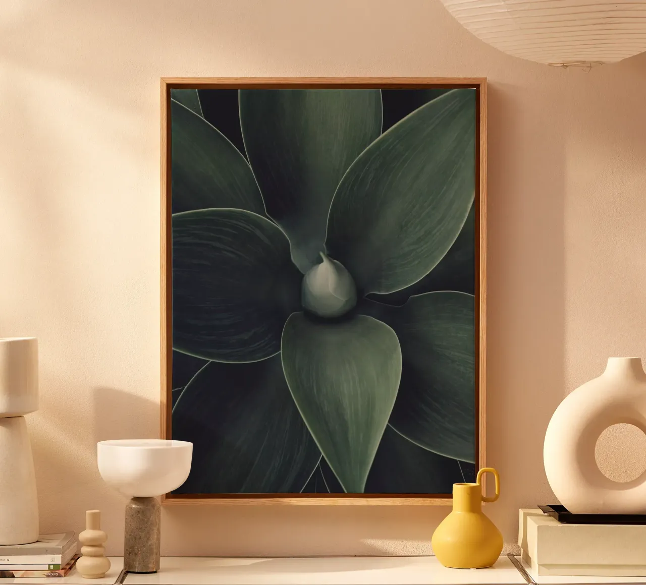 Abstracte natuur - ontwerp met groene bladeren canvas met Baklijst van Whole©