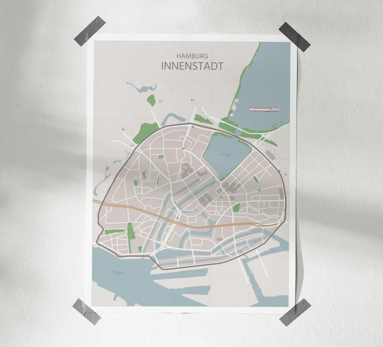 Mappa della città di Amburgo poster da janamossmann