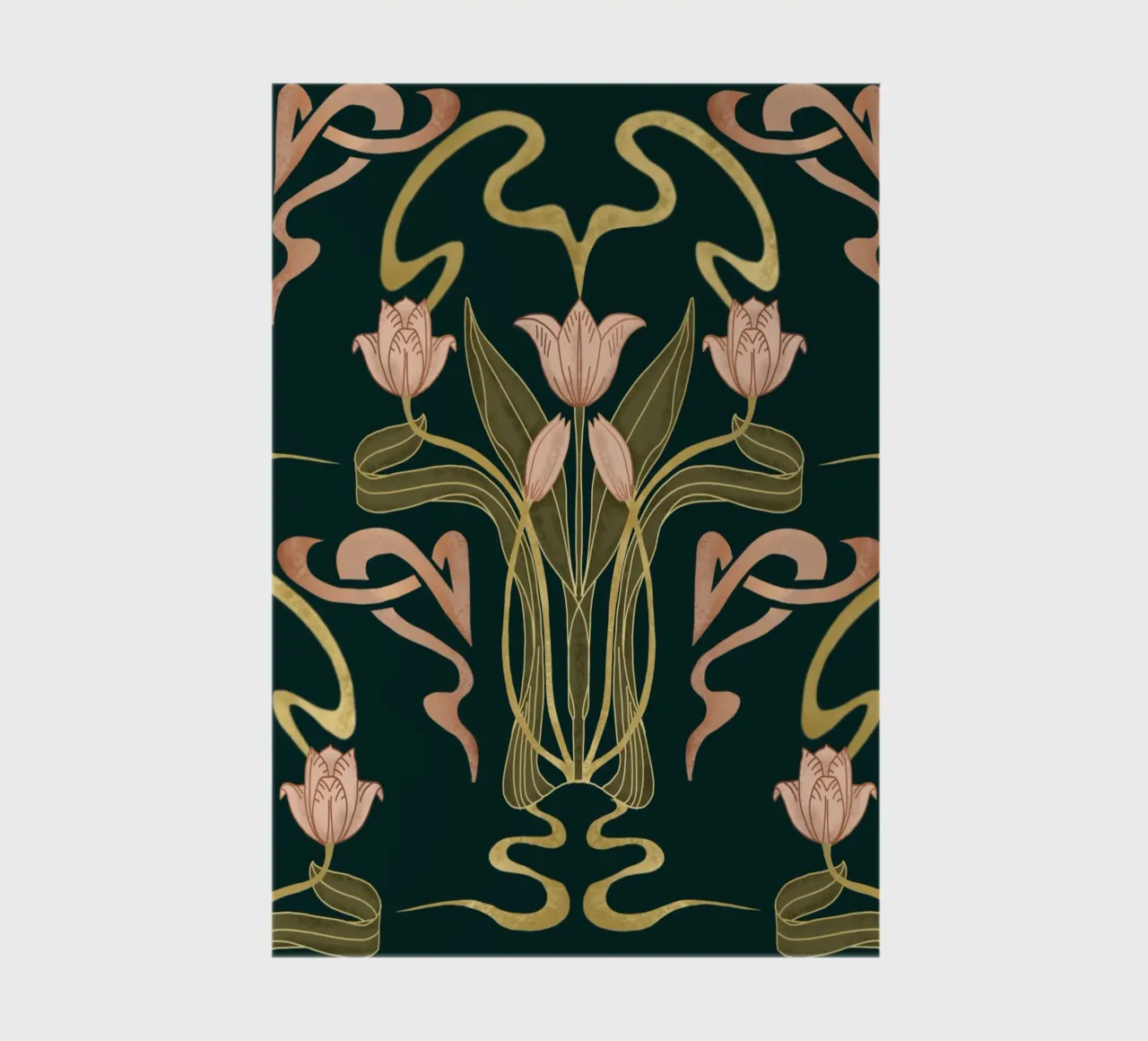 Custom Name – Deco Tulip Bloom in Deep Forest notebook by Monogram Muse