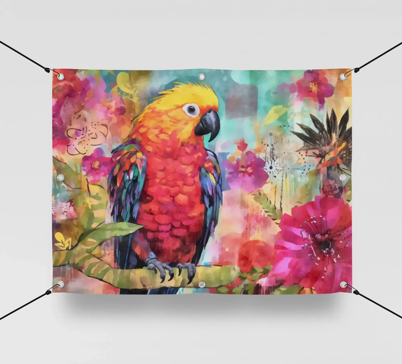 Pappagallo Giungla di fiori tropicali telo in pvc da Andrea Haase Modern Home