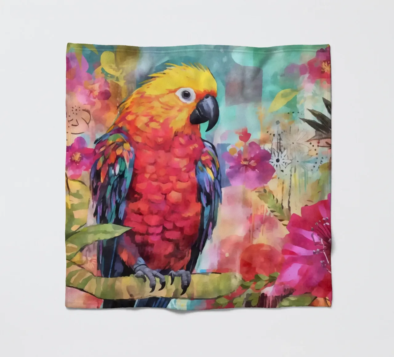 Pappagallo Giungla di fiori tropicali coperta in pile da Andrea Haase Modern Home