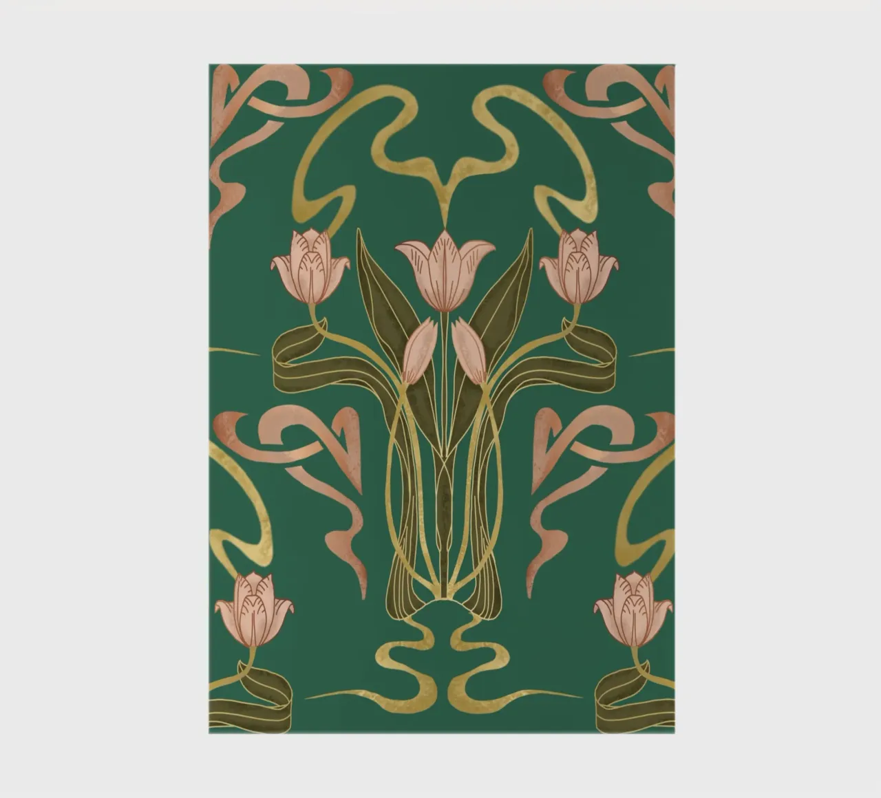 Custom Name – Deco Tulip Bloom in Forest Grove notebook by Monogram Muse