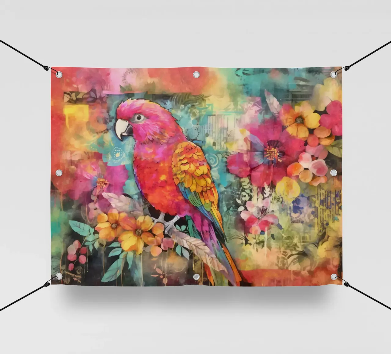 Pappagallo Paradiso dei fiori tropicali telo in pvc da Andrea Haase Modern Home