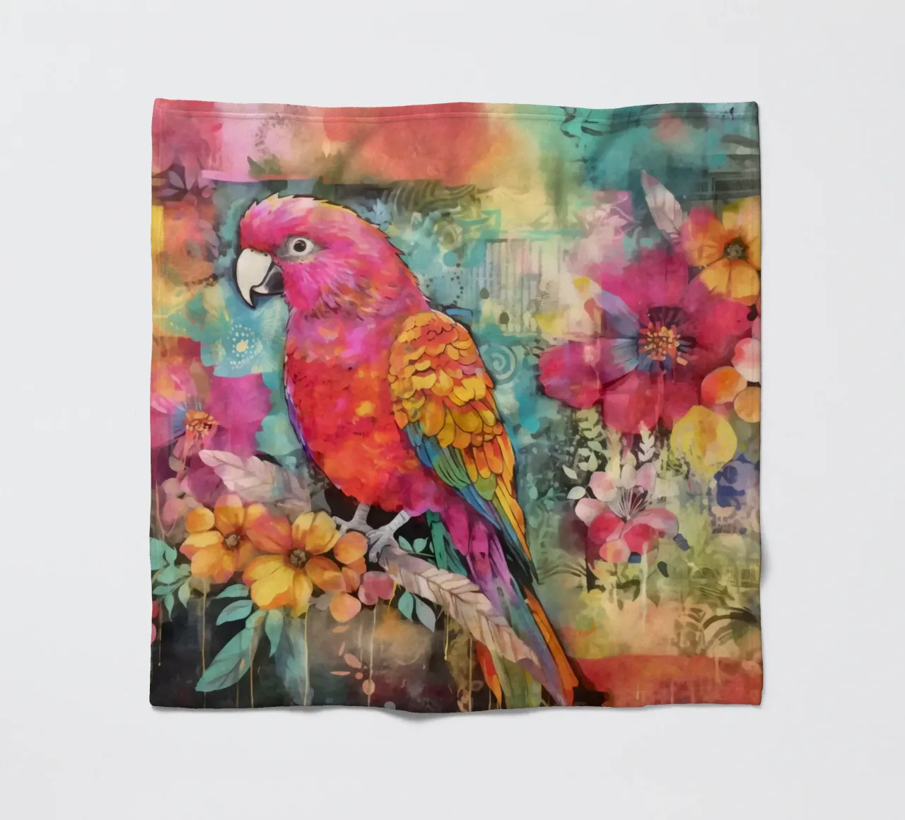 Pappagallo Paradiso dei fiori tropicali coperta in pile da Andrea Haase Modern Home