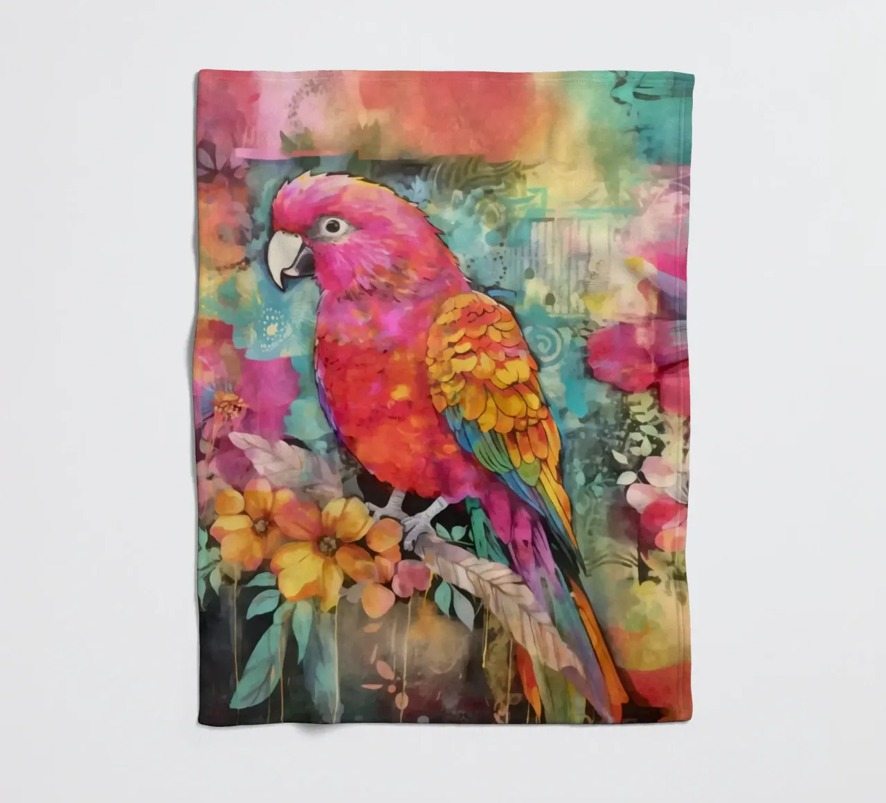 Pappagallo Paradiso dei fiori tropicali coperta in pile da Andrea Haase Modern Home