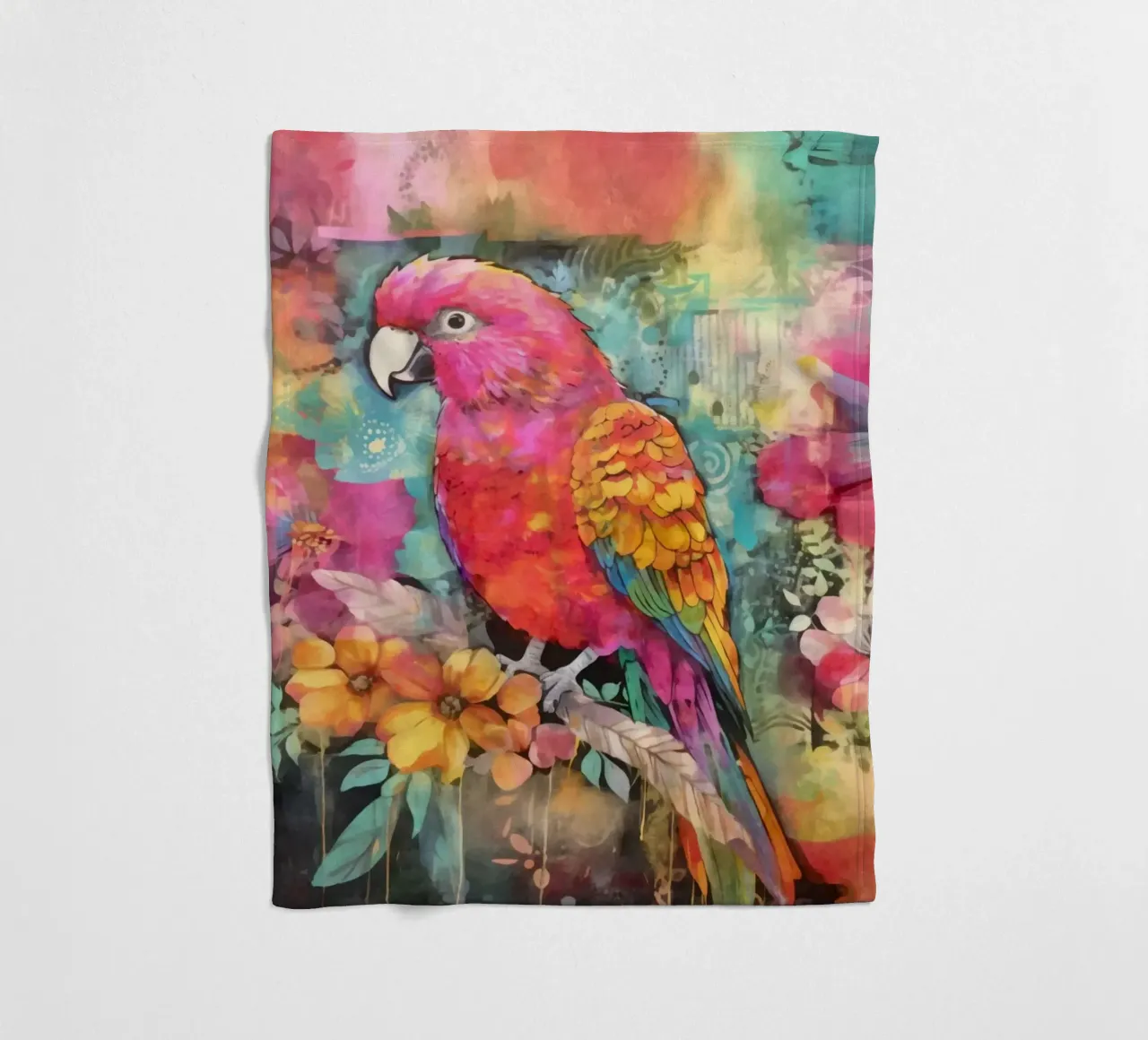 Pappagallo Paradiso dei fiori tropicali coperta in pile da Andrea Haase Modern Home