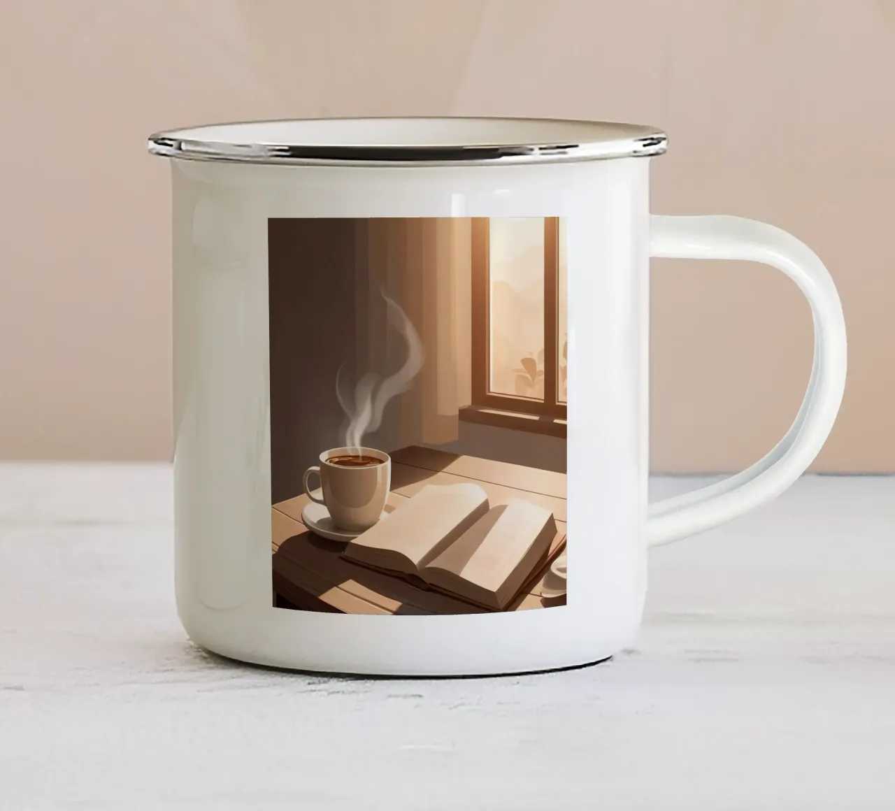 Caffè e capitoli tazza in smalto da Maison Solis