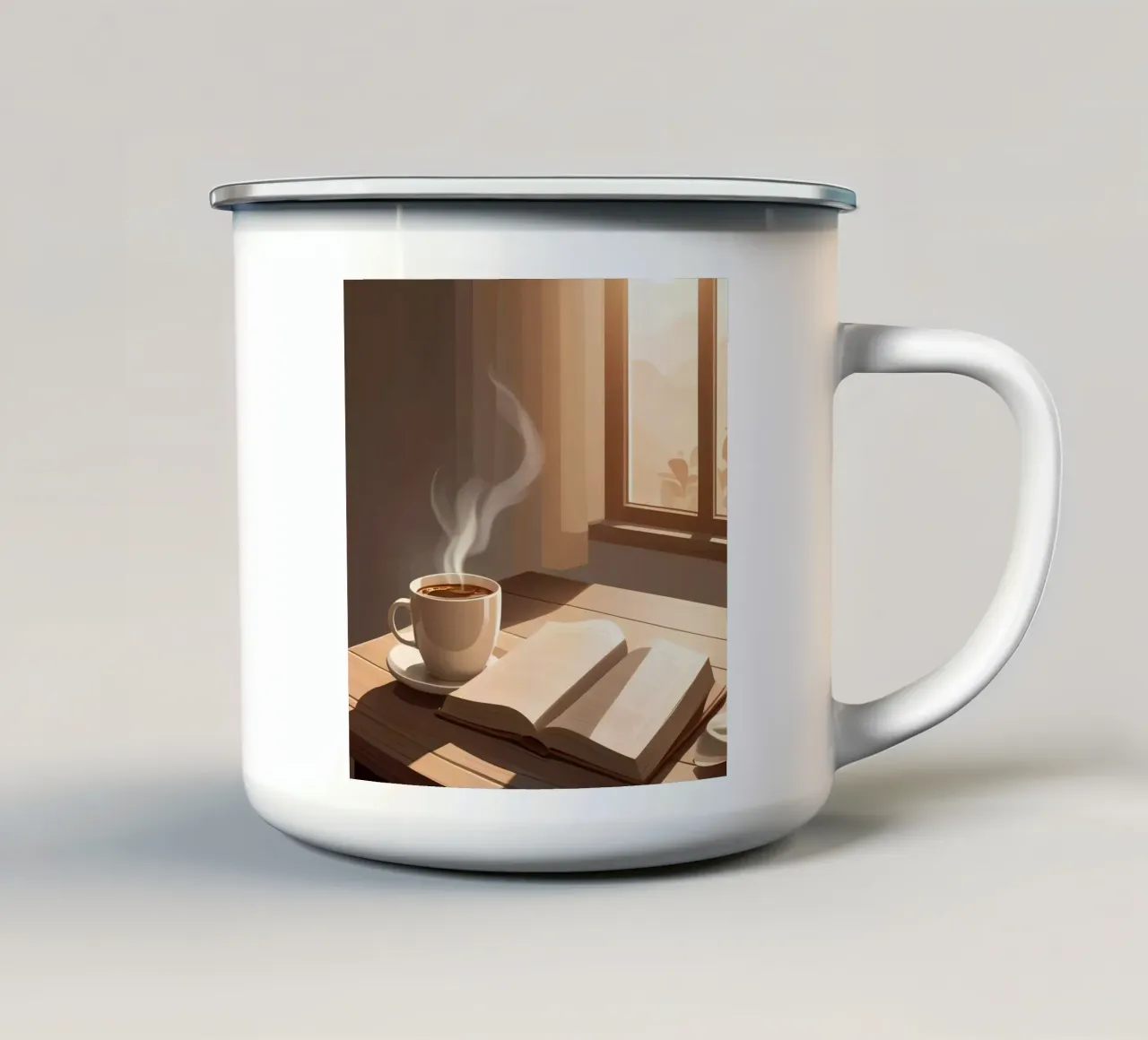 Caffè e capitoli tazza in smalto da Maison Solis