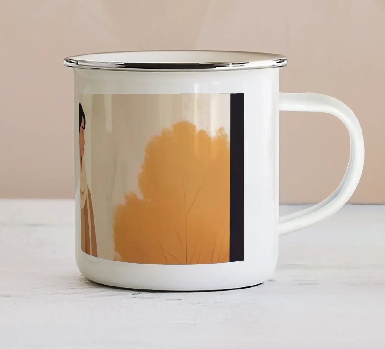 Passeggiata d'autunno in città tazza in smalto da Maison Solis