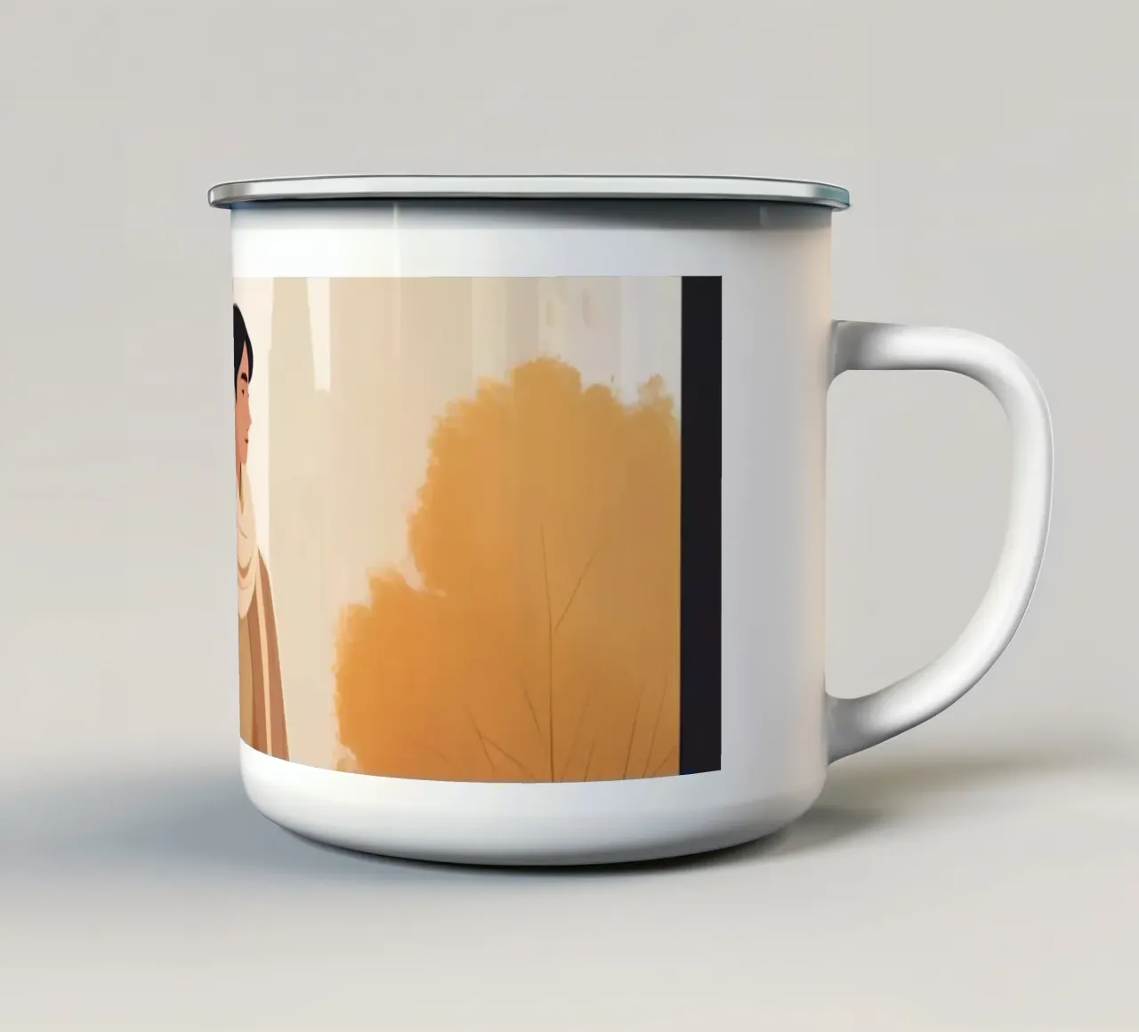 Passeggiata d'autunno in città tazza in smalto da Maison Solis