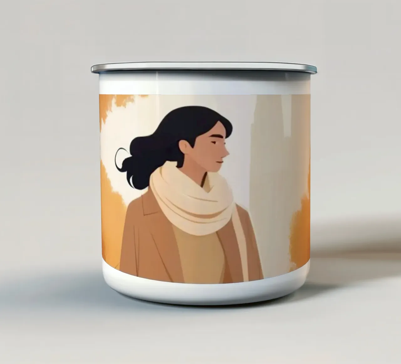 Passeggiata d'autunno in città tazza in smalto da Maison Solis