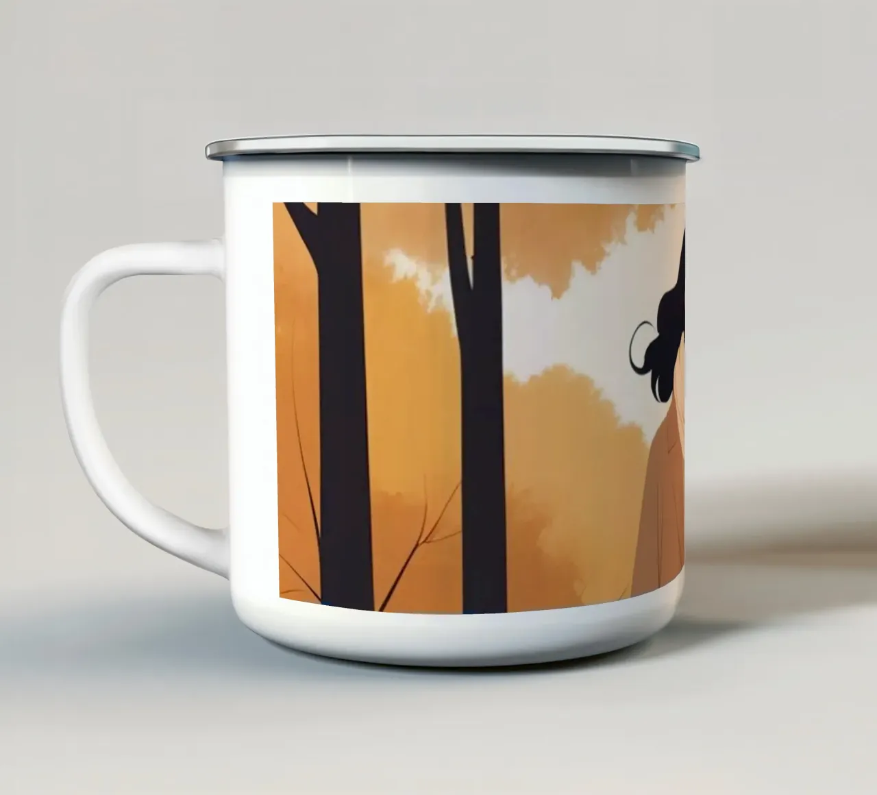 Passeggiata d'autunno in città tazza in smalto da Maison Solis