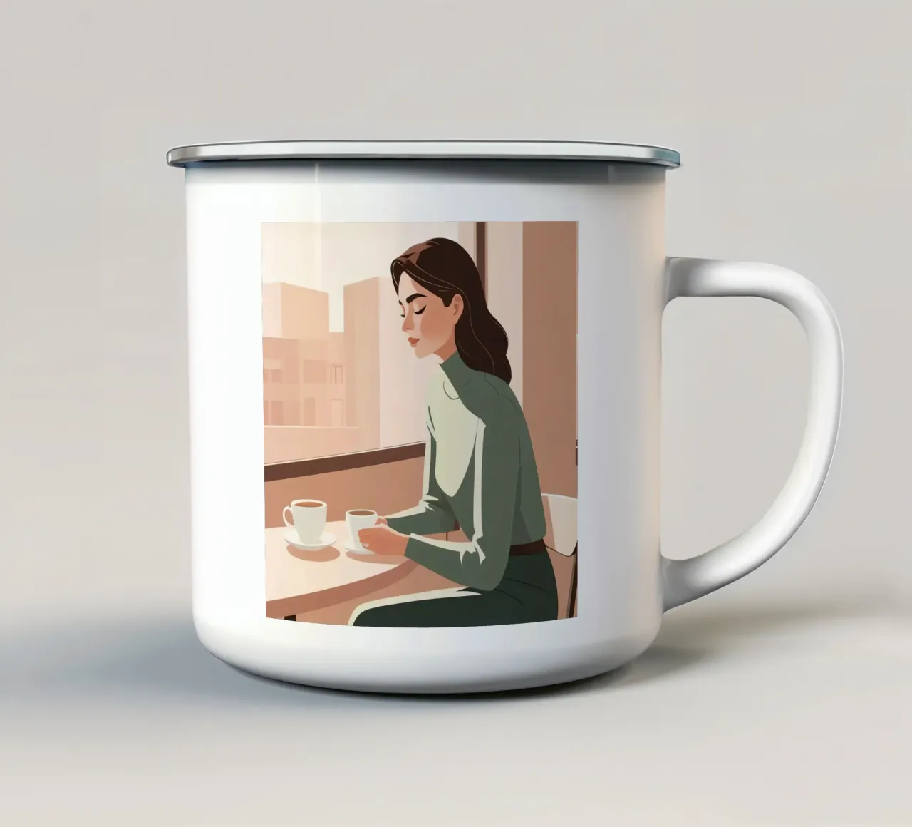 Caffè mattutino tranquillo tazza in smalto da Maison Solis