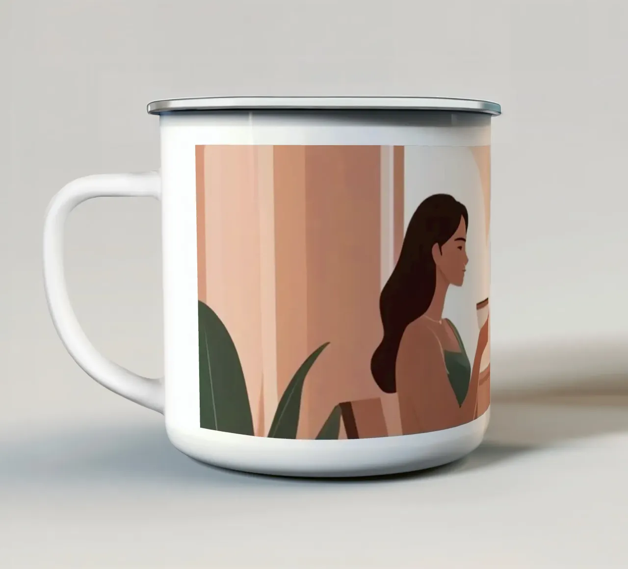 Caffè dei sogni ad occhi aperti tazza in smalto da Maison Solis